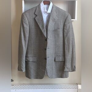 Paul Stuart Houndstooth Brown Beige Checkered Men’s Sports Coat Blazer Size 42S